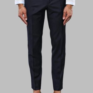 Slim Fit Plain Navy Blue Men Trousers