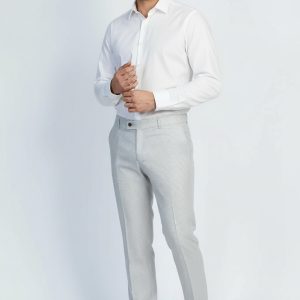 Houndstooth Patterned Light Grey Men Pants