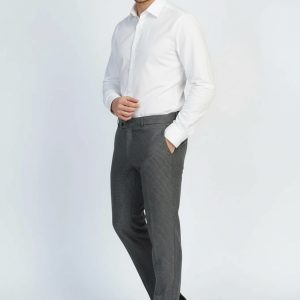 Houndstooth Patterned Anthracite Men Pants