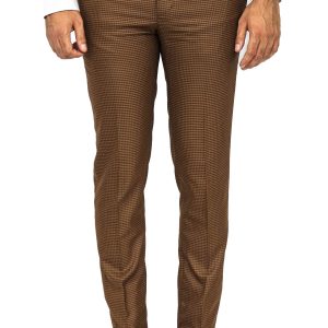 Slim Fit Patterned Brown Men Pants