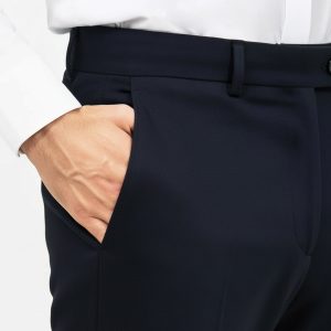 Plain Navy Blue Men Dress Pants