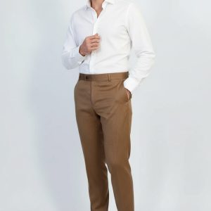 Slim Fit Plain Tan Men Pants