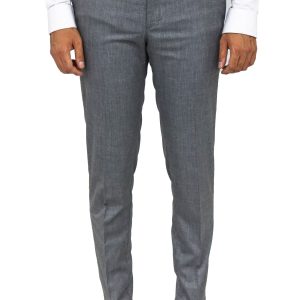 Slim Fit Textured Dark Grey Men Trousers