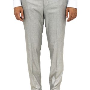 Slim Fit Textured Cream Men Trousers
