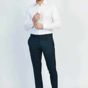 Slim Fit Textured Oil Green Men Trousers