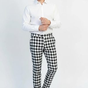 Slim Fit Checked Black Men Pants