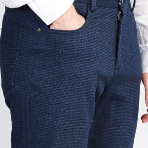 Slim Fit 5 Pockets Navy Blue Men Pants