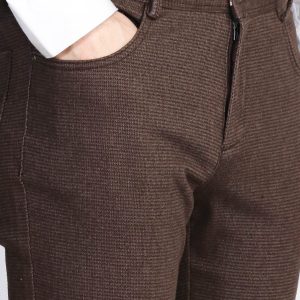 Cotton Slim Fit Brown Men Pants