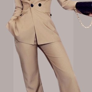 Women Business Pantsuit Formal Double Breasted Blazer Jacket And Long Pants 2 Pieces Set Female Outerwear Outfits