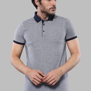 Patterned Grey Men's Polo T-Shirt