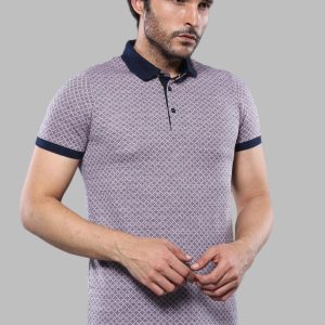Patterned Pink Polo Men T-Shirt