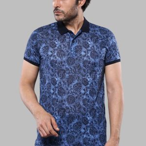 Patterned Blue Polo T-Shirt