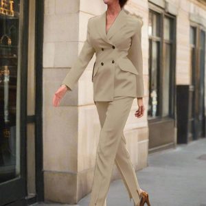 Sophisticated And Modern Women Two-Piece Pant Suit Set Custom Size Supported