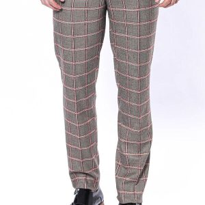 Checked Light Grey Men Pants