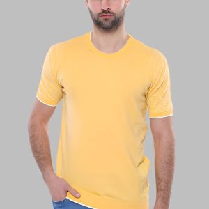 Circle Neck Patterned Yellow Knitted T-Shirt
