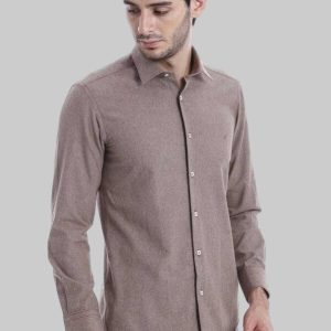 Patterned Wool Dark Brown Shirt