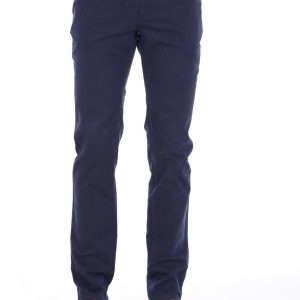 Cotton Five Pockets Navy Blue Men Pants