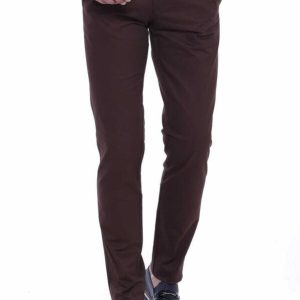 Cotton Slim Fit Washed Fabric Brown Men Pants