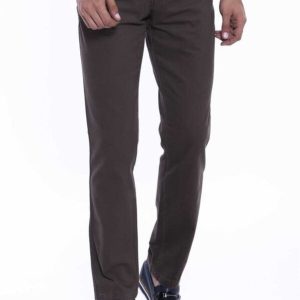 Flap Pockets Suede Cotton Slim Fit Khaki Men Pants