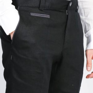 Black Solid Slim Fit Dress Trousers
