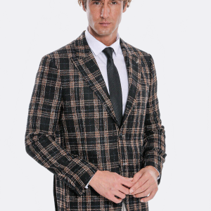 Plaid Slim Fit Black Men Blazer