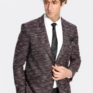 Slim Fit Patterned Sport Burgundy Men Blazer