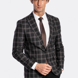 Slim Fit Peak Lapel Black Men Blazer