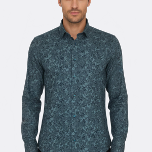 Bloom Patterned Green Slim Fit Shirt
