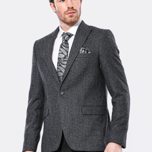 Peak Lapel Dark Grey Blazer
