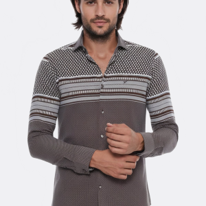 Brown Diamond Patterned Shirt