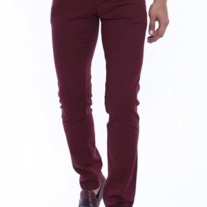 Patterned Burgundy Cotton Trousers