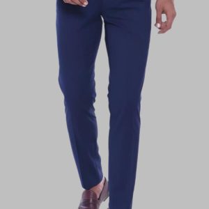 Plain Slim Fit Navy Blue Men Pants