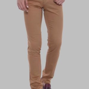 Slim Fit Cotton Brown Men Pants