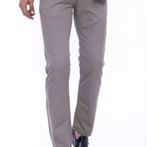 Trimmed Pockets Plain Slim Fit Beige Men Pants