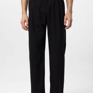 Men's Black High-Waisted Baggy  Pants