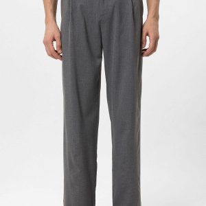 Men's Grey High-Waisted Baggy  Pants